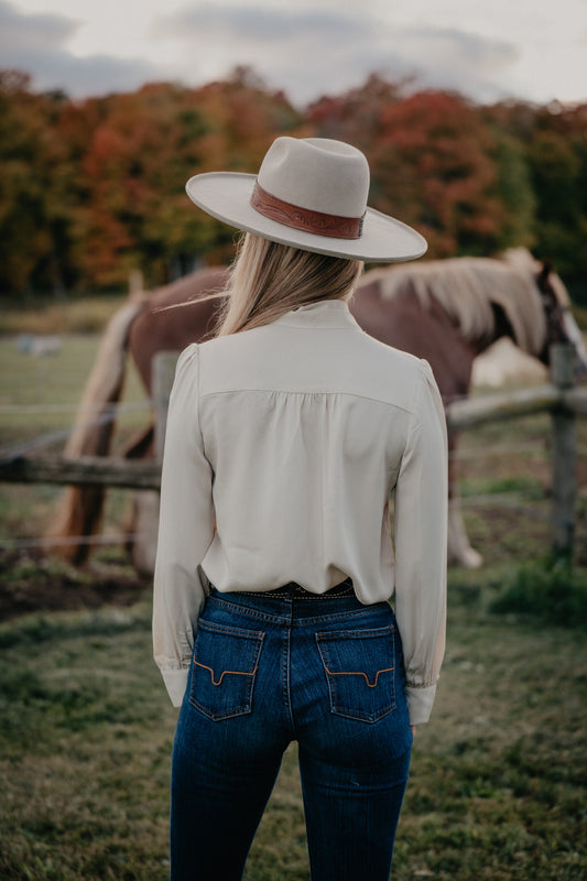 'Reece' Ivory Blouse with Tie Detail by Stetson (XS - XL)