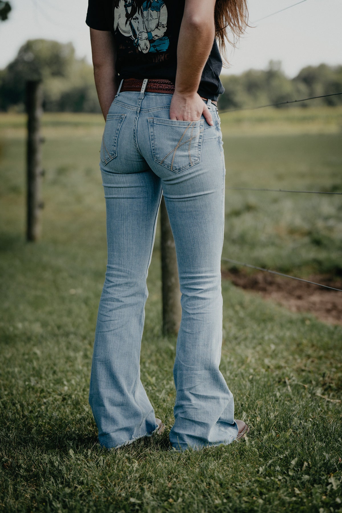 'Hallie' Mid Rise Flare Jean with Raw Hem by Ariat
