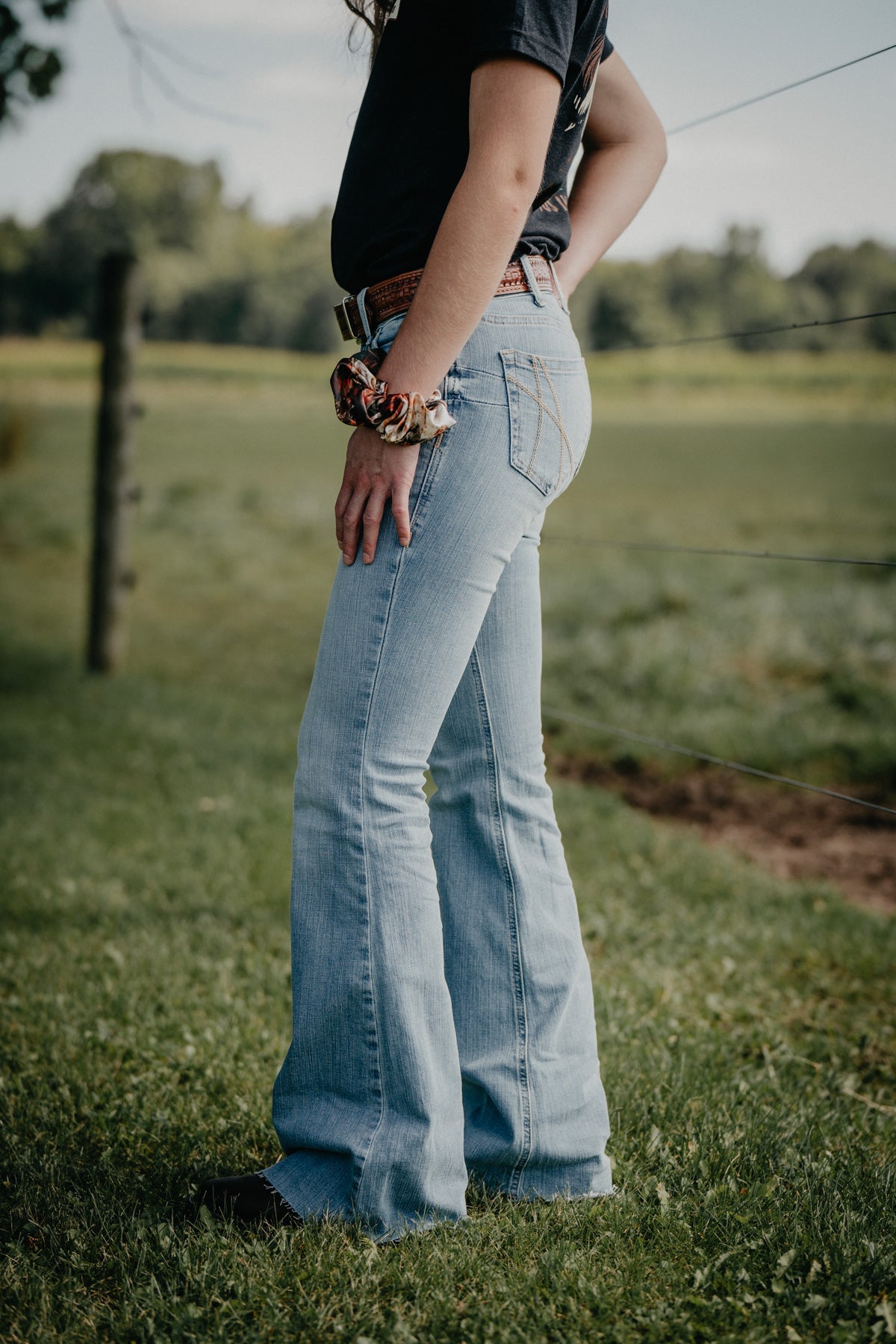 'Hallie' Mid Rise Flare Jean with Raw Hem by Ariat
