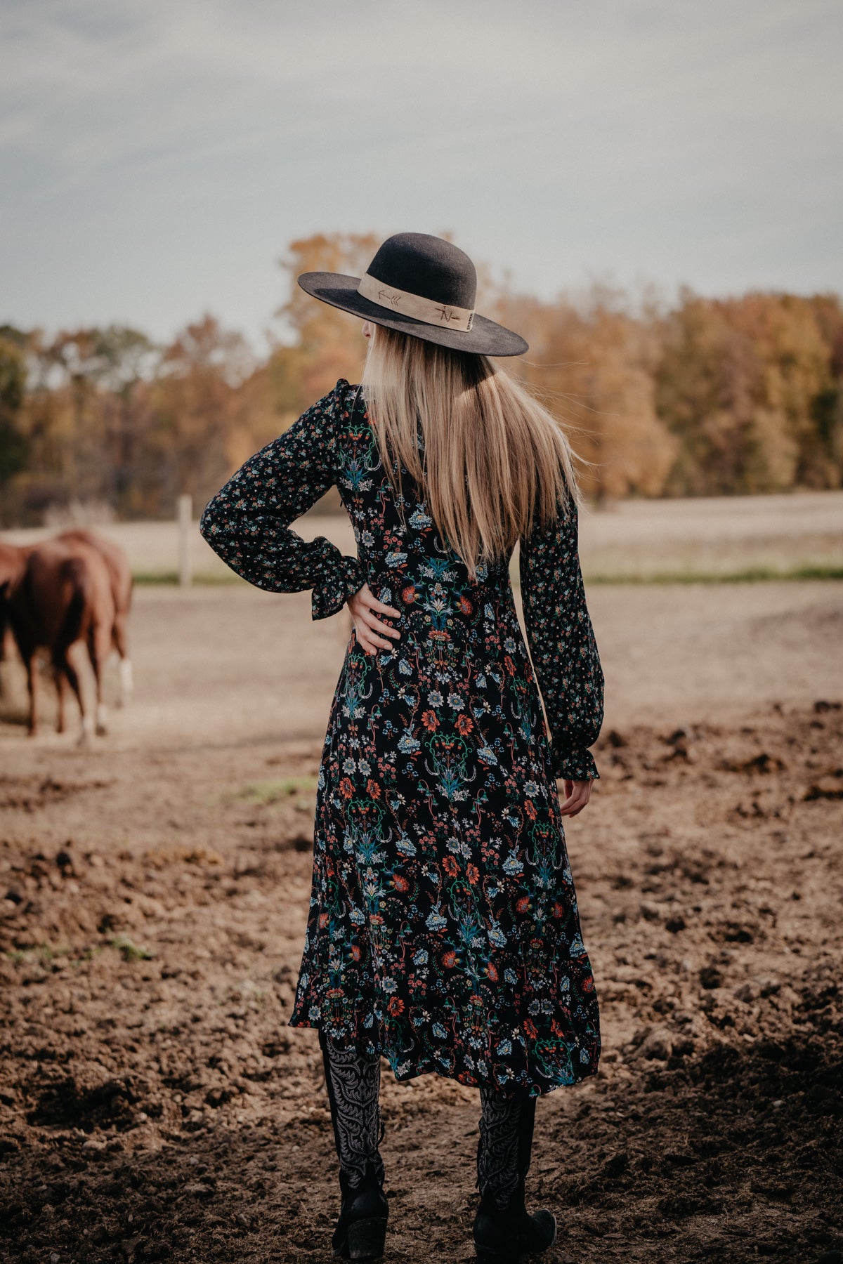 'Astrid' Floral & Horseshoe Printed Maxi Dress (XS-XXL)