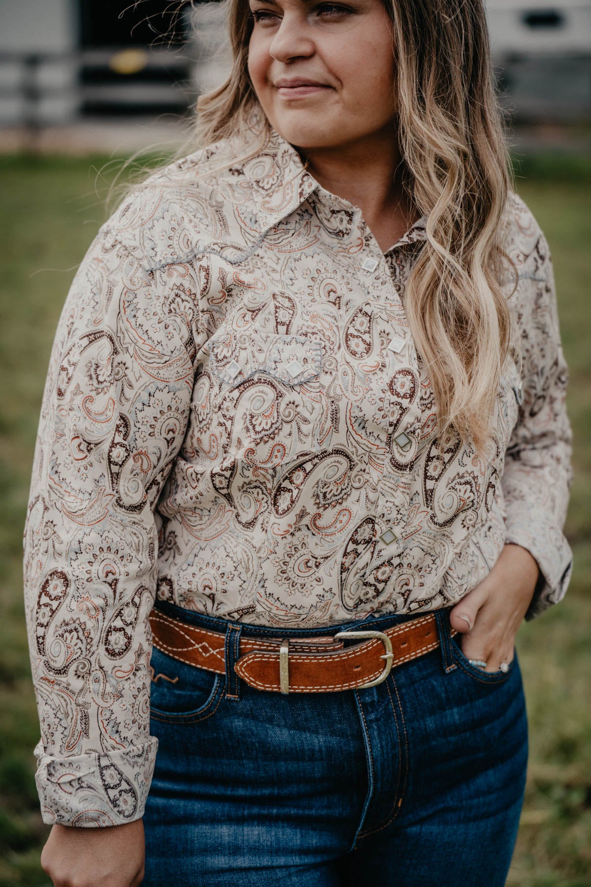 'Tanya' Paisley Ladies Long Sleeve Pearl Snap (S-XXL)