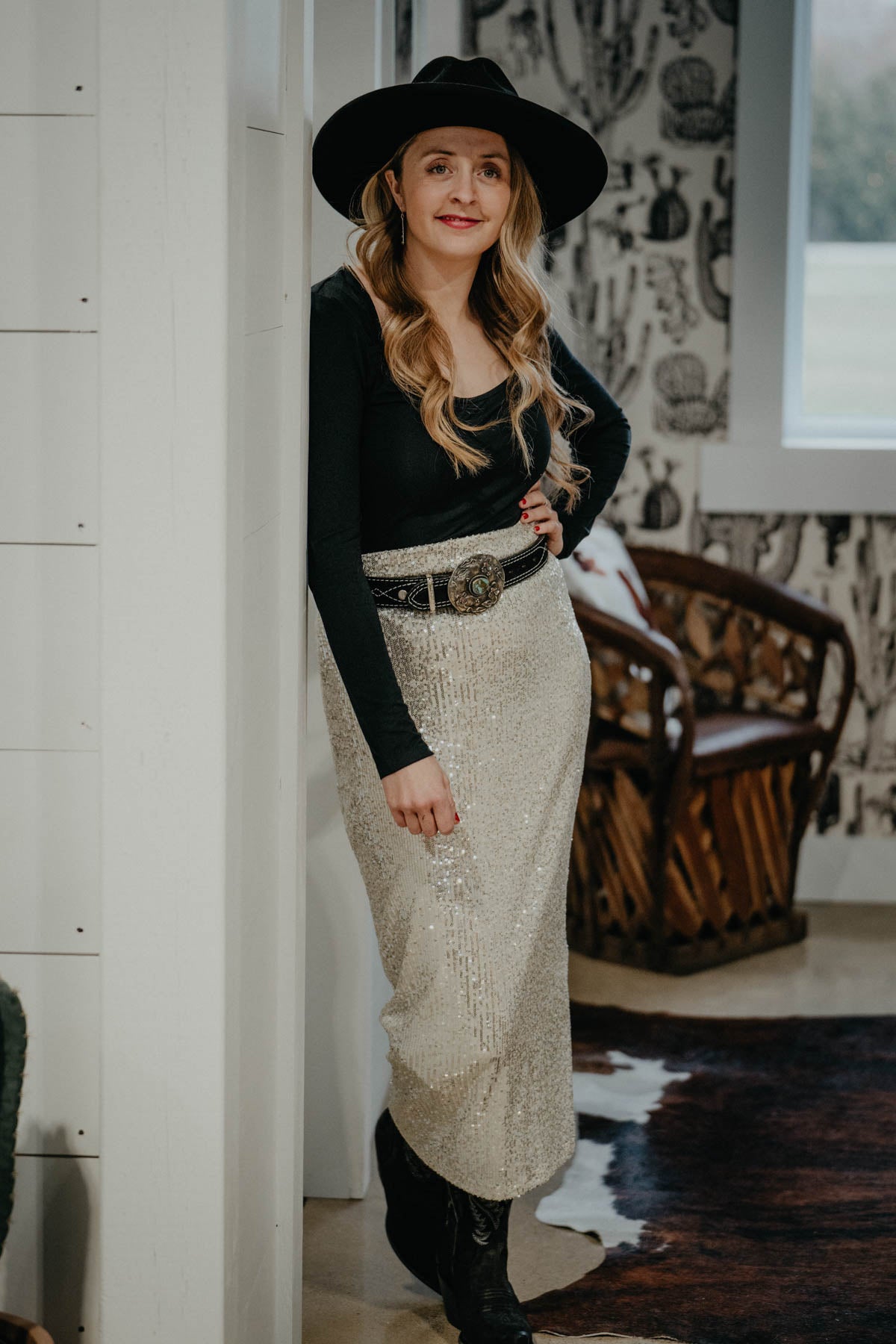 Sequin maxi skirt top xl