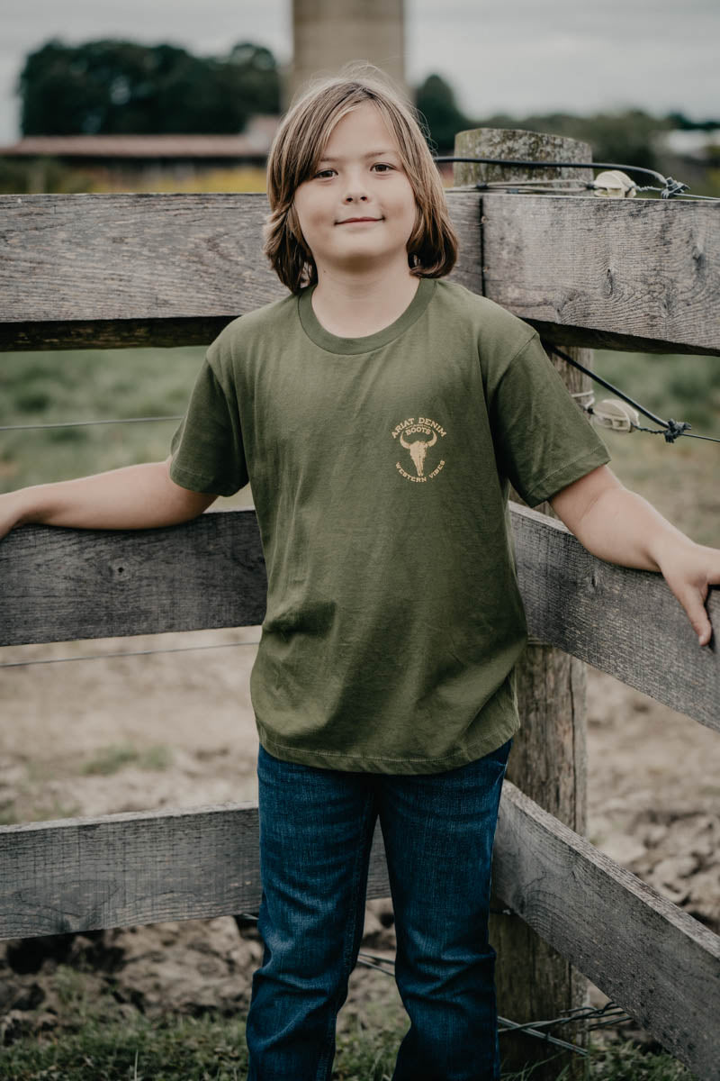Boy's Ariat Army Bison Skull T-shirt (XS-XL)