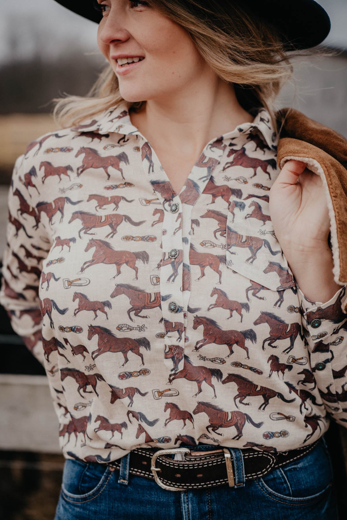 'Old Town' Horse Print Shirt by Tasha Polizzi (S - XL)