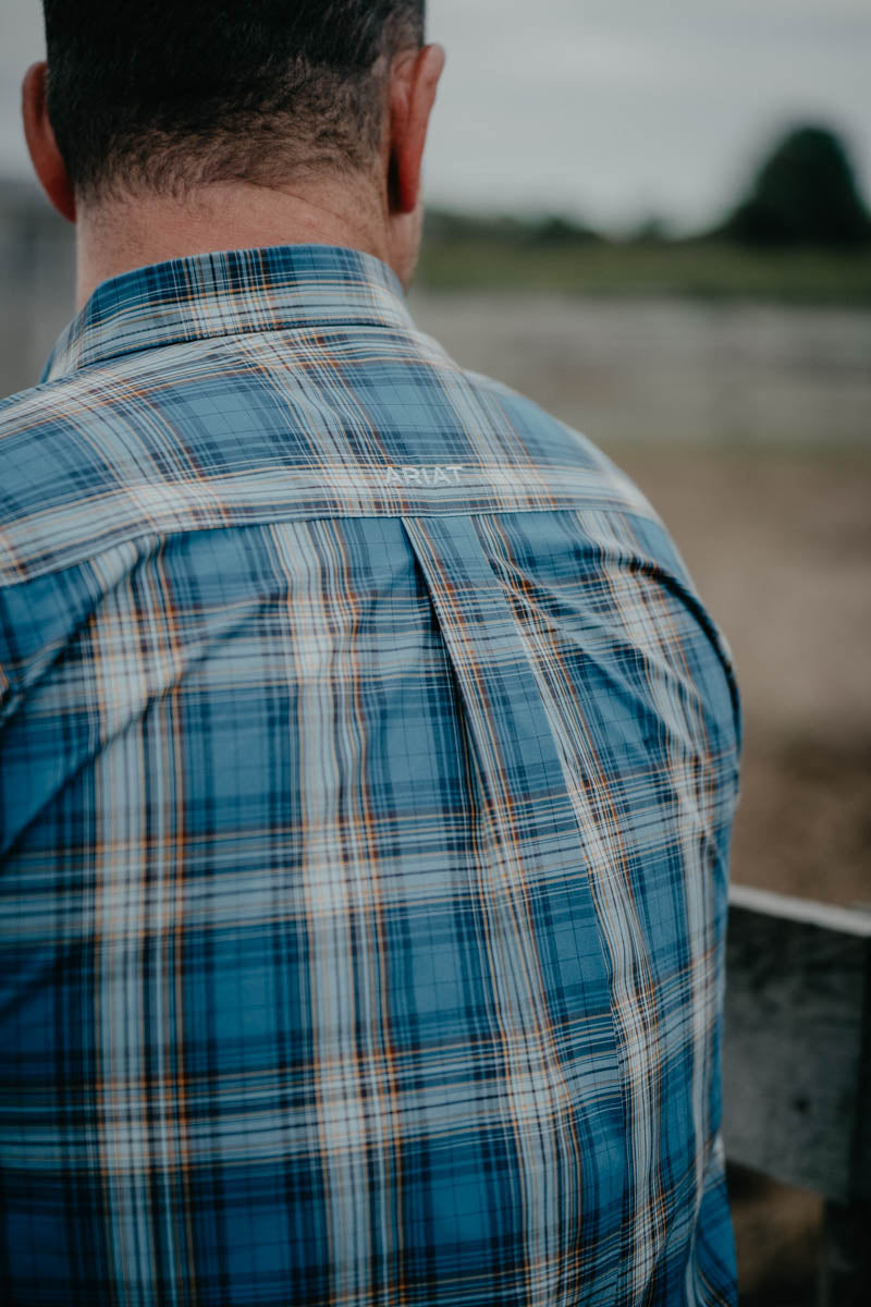 'Rush of Blue' Men's Ariat Plaid Classic Fit Long Sleeve Shirt (S- XXL)