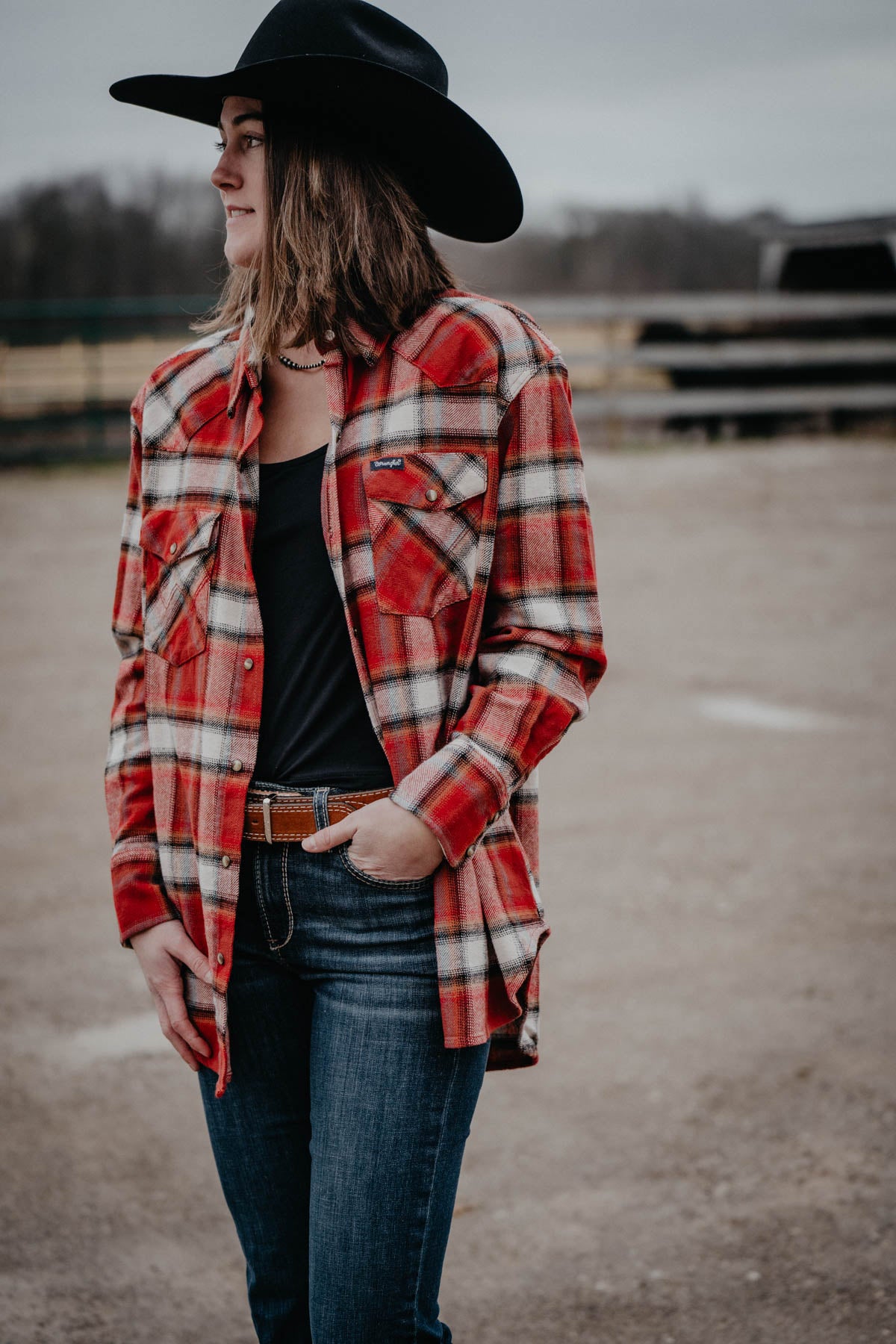 'Henna' Womens Wrangler Long Sleeve Flannel (XS & XL Only)