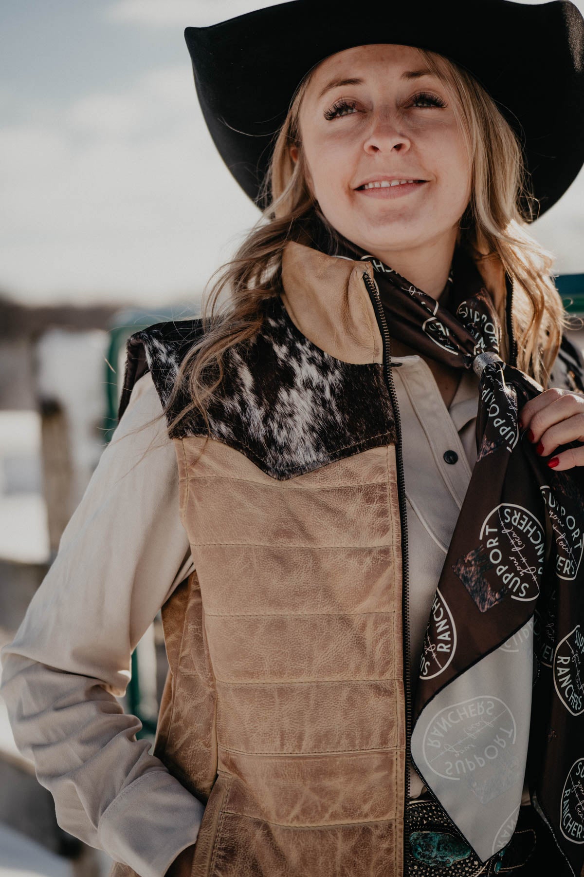 'Palomino' Leather Vest with Cowhide Yoke by STS Ranchwear (XS - XXL)