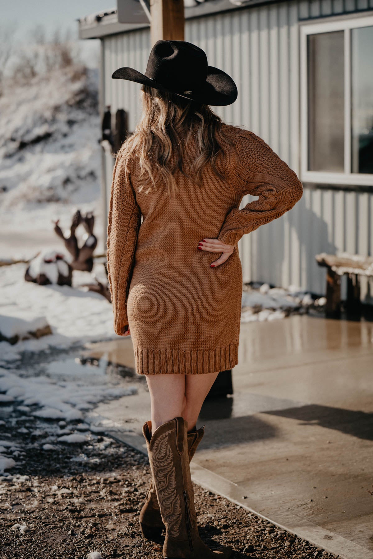 'Sienna' Cable Knit Camel Sweater Dress by Z Supply (S - XL)
