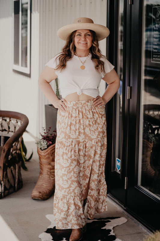 'Savannah' Floral Side Slit Maxi Skirt (S-L)