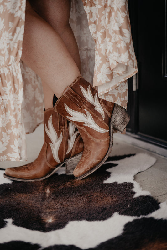 'Evan' Retro Flame Tan Booties by Liberty Black