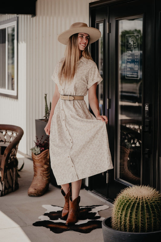 'Vera' Floral Corduroy Button Up Midi Dress (S-L)