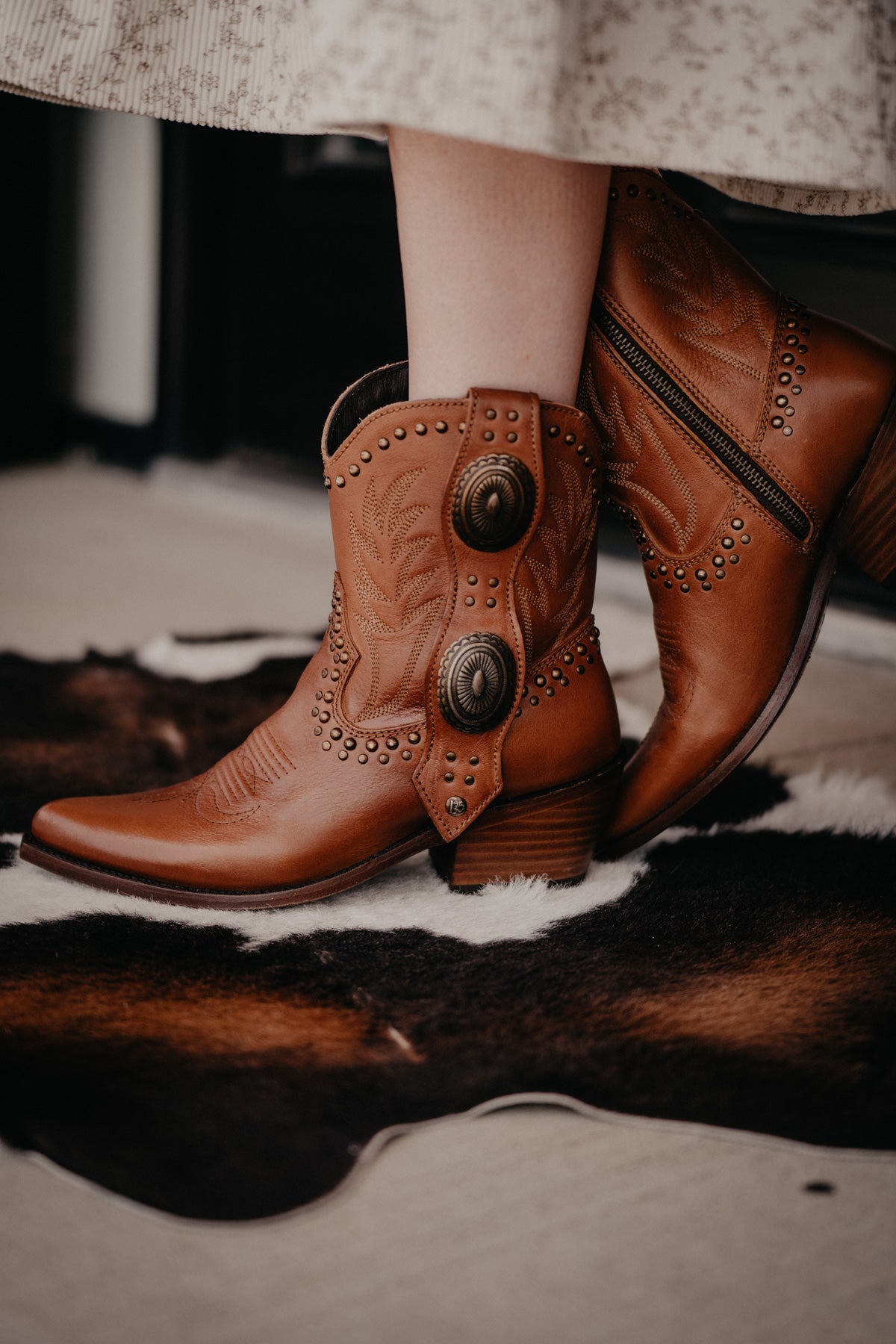 'Shirley' Warm Amber Concho Boot By Liberty Black