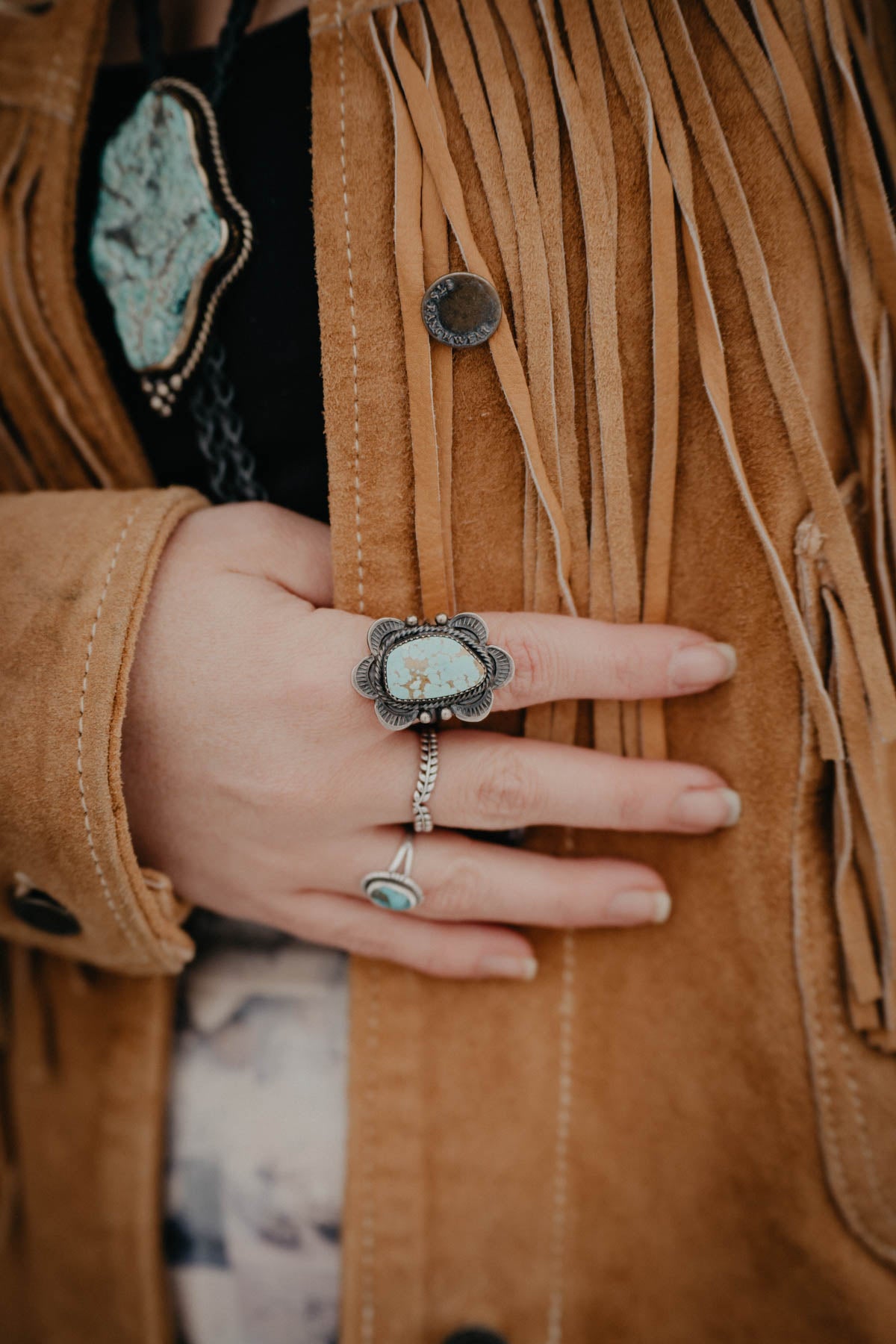 Statement Turquoise and Sterling Adjustable Rings