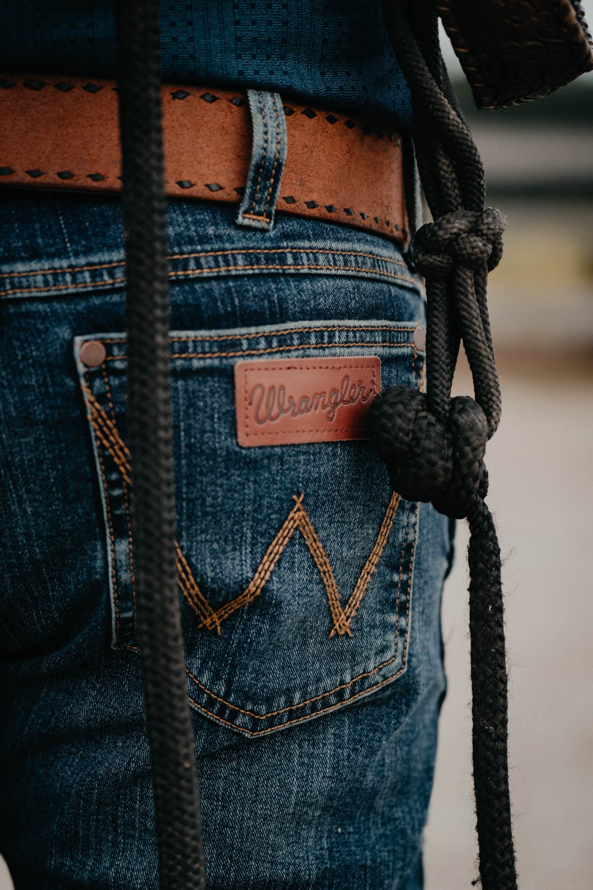 Men's Roughout Belt with Black Buckstitch Border