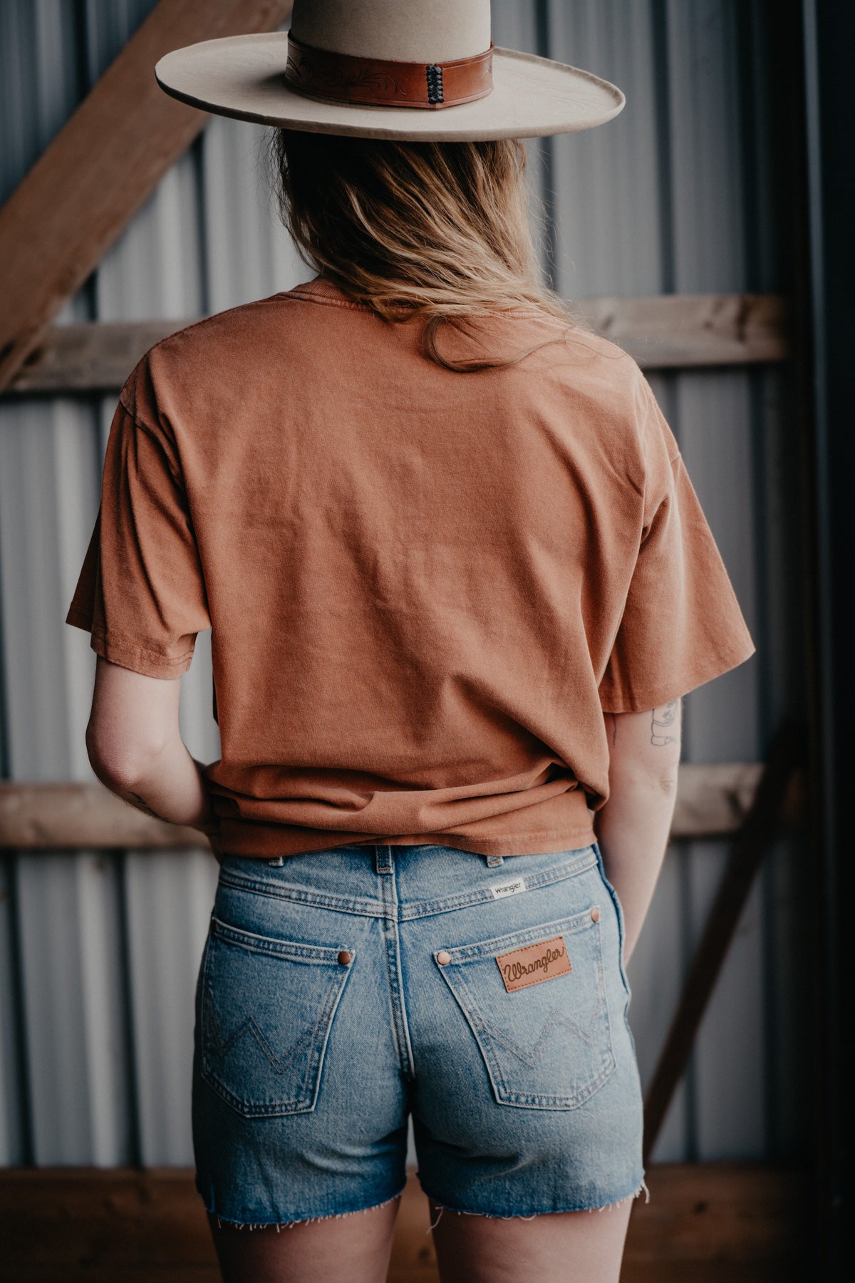 'Ride Free' Wrangler Women's Burnt Orange Oversized Tee (S - XXL)