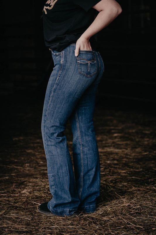 Robbie' High Rise Mega Flare Jean with Raw Hem by Ariat – Cold