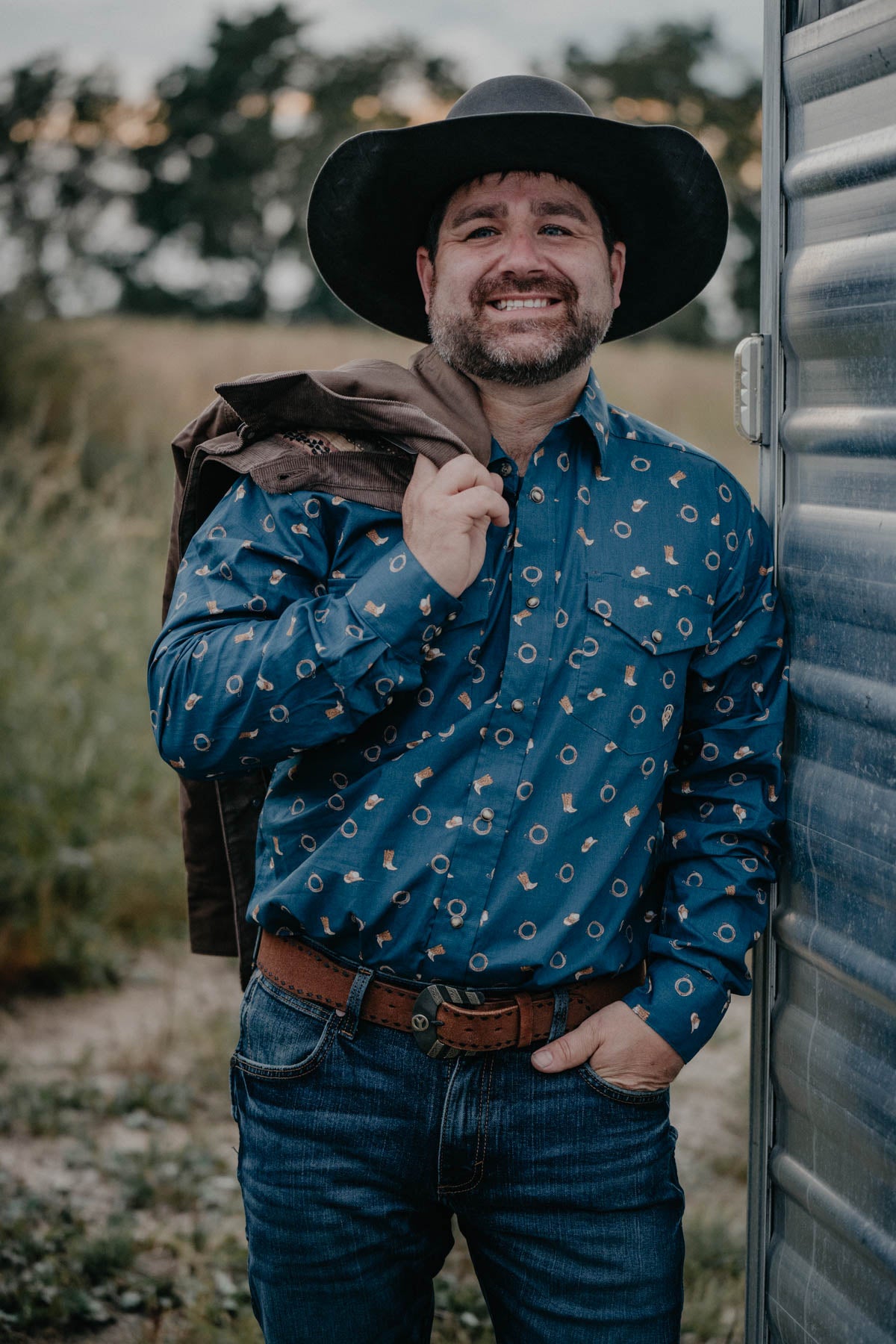 'Brody' Men's Ariat Cowboy Print Long Sleeve Pearl Snap Shirt (S- XXL)