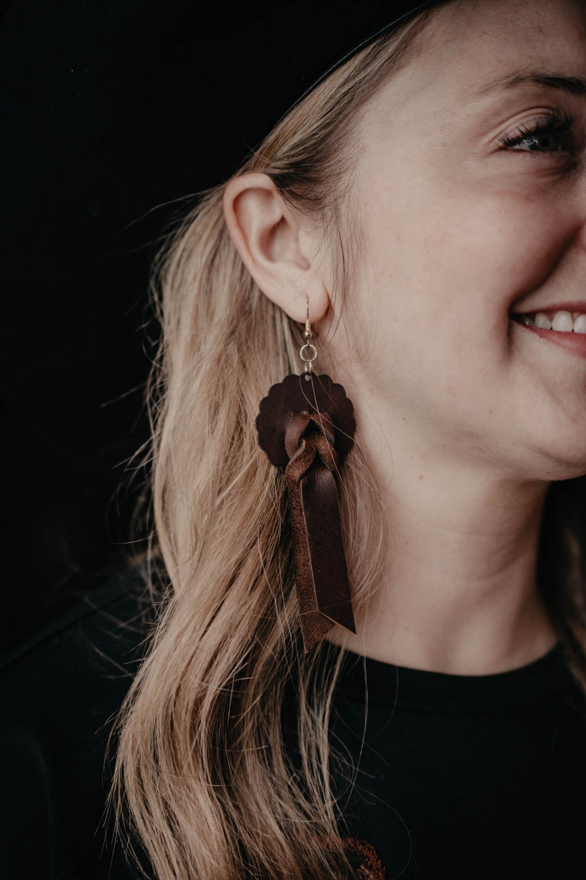 Leather Rosette Earrings