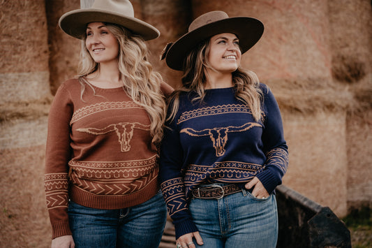 'Galveston' Longhorn Sweater (M Cinnamon Only)