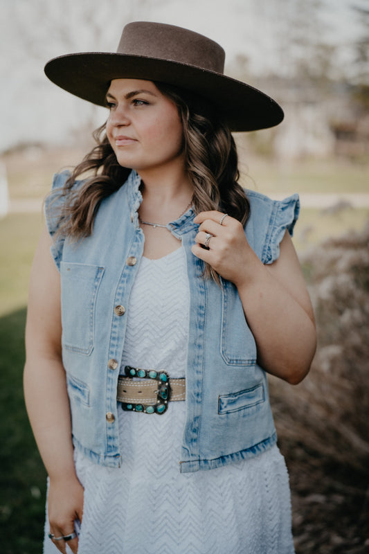 ‘Briella’ Denim Ruffle Sleeve Vest (S - L)