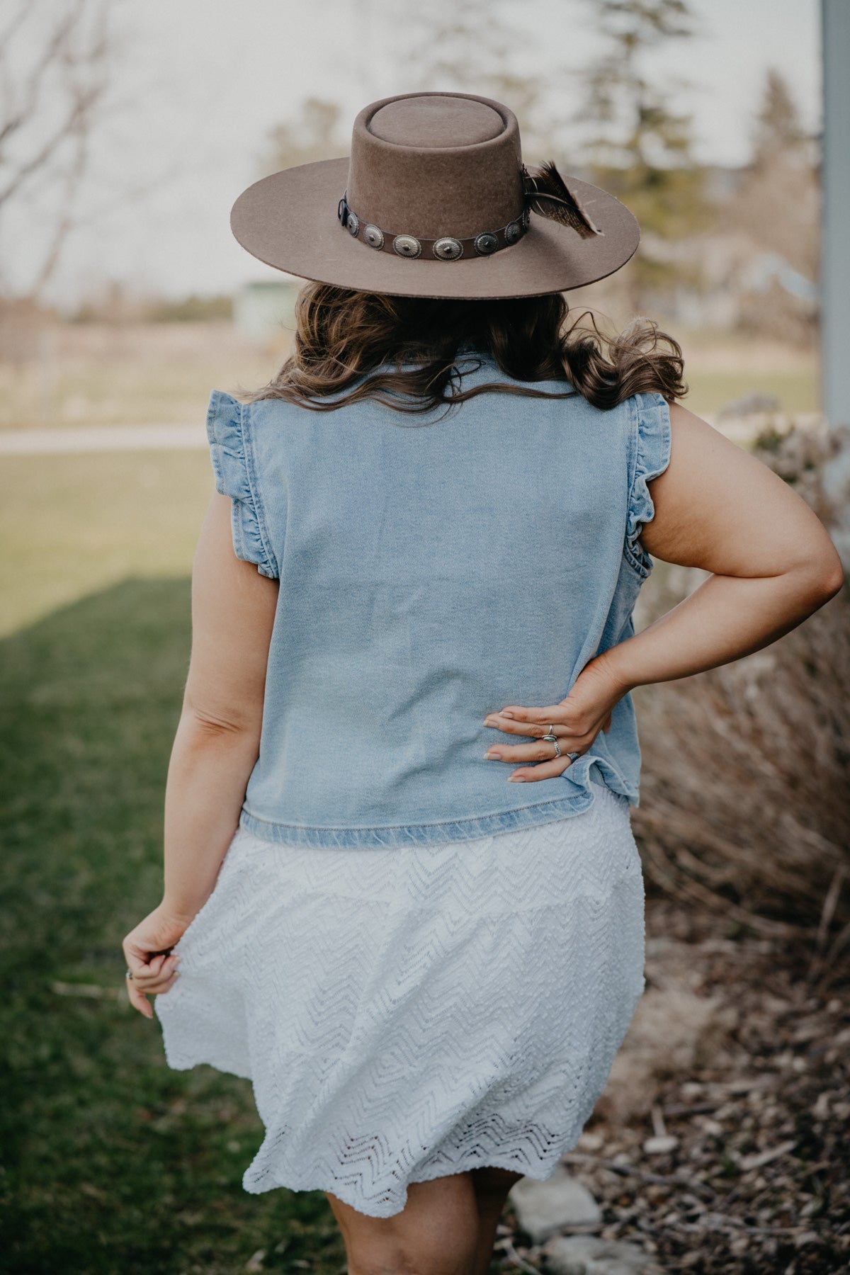 ‘Briella’ Denim Ruffle Sleeve Vest (S - L)