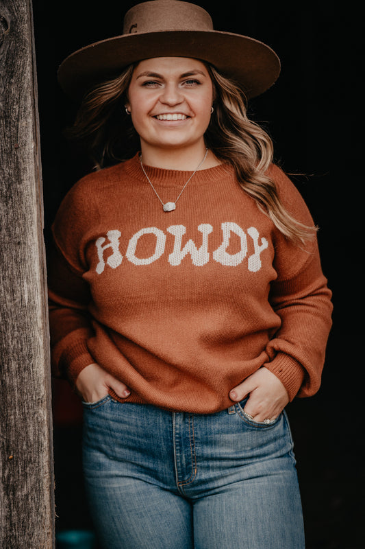 'Brown Sugar' Howdy Knit Sweater (M & XL ONLY)