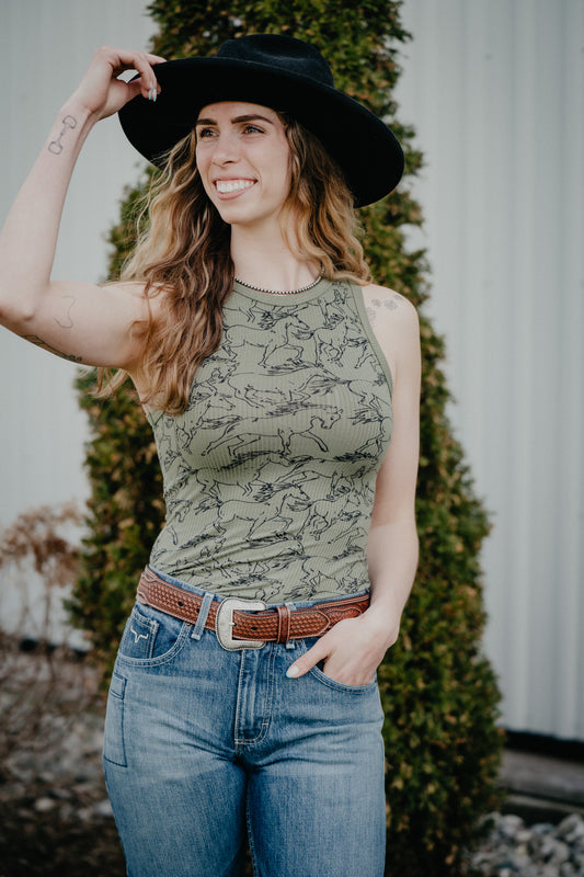 'Mandy' Women's Running Horse Tank by Wrangler (L ONLY)