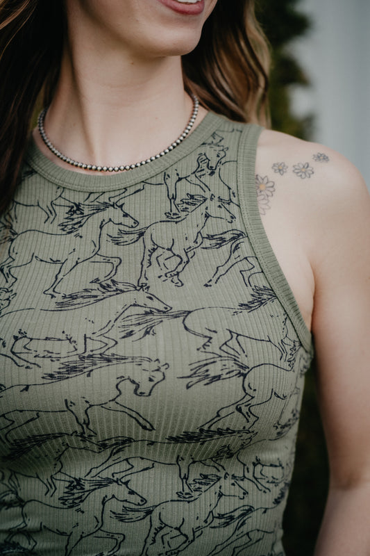 'Mandy' Women's Running Horse Tank by Wrangler (L ONLY)