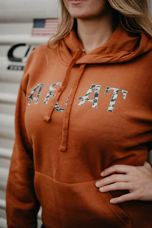 ‘Brinley’ Women's Ariat Cowprint Logo Hoodie (S-XXL)