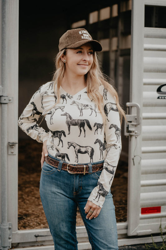 ‘Main Mare’ Women's Horse Print Long Sleeve T-shirt by Ariat (XS - XXL)