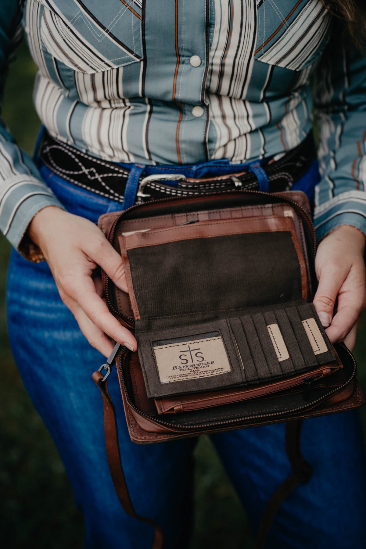 'Evie' Cowhide Crossbody Organizer Wallet by STS Ranchwear