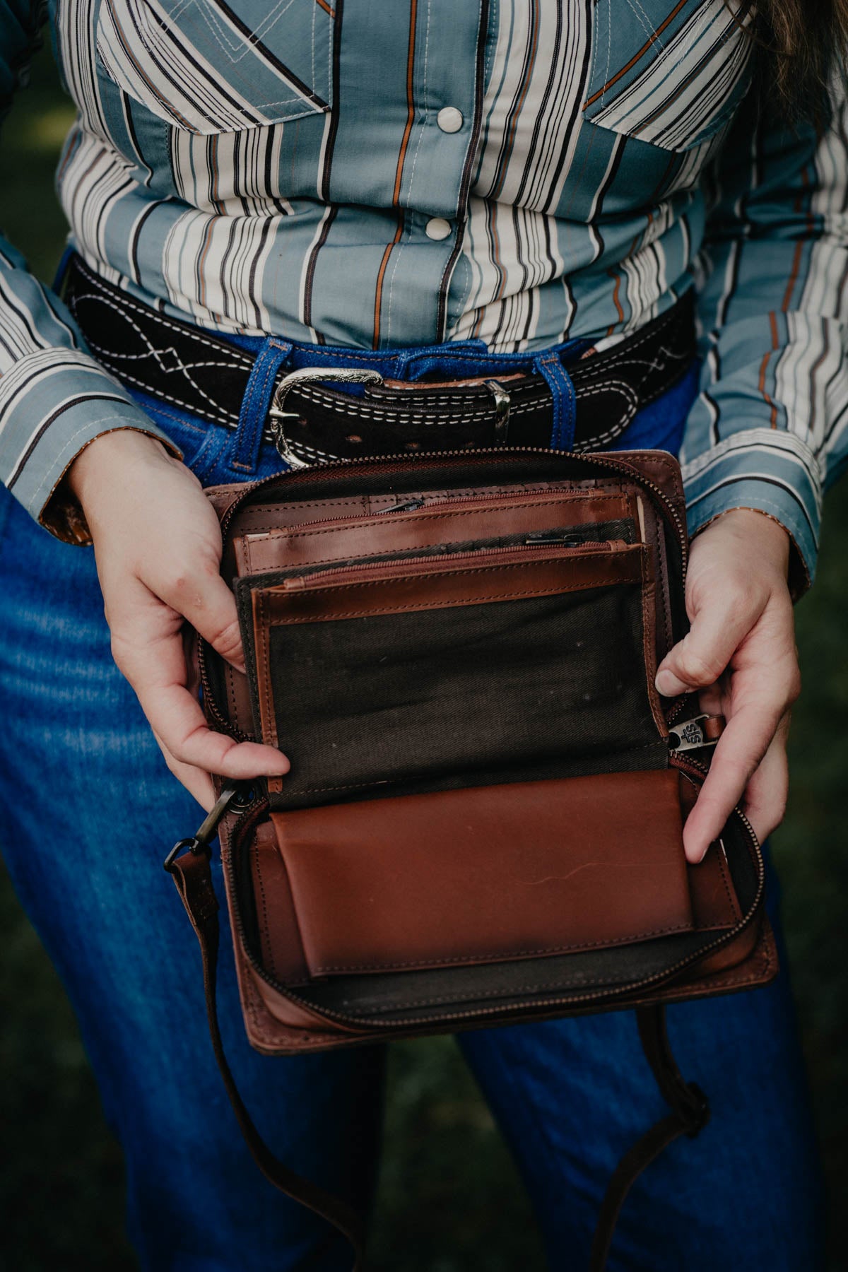 'Evie' Cowhide Crossbody Organizer Wallet by STS Ranchwear