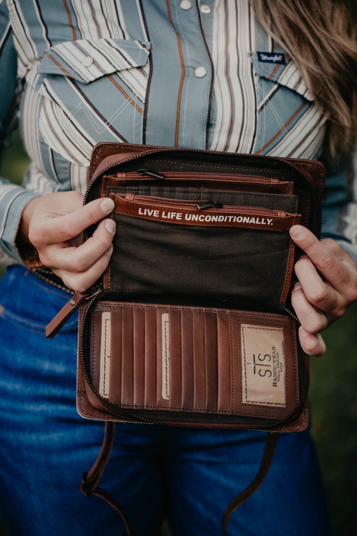 'Evie' Cowhide Crossbody Organizer Wallet by STS Ranchwear