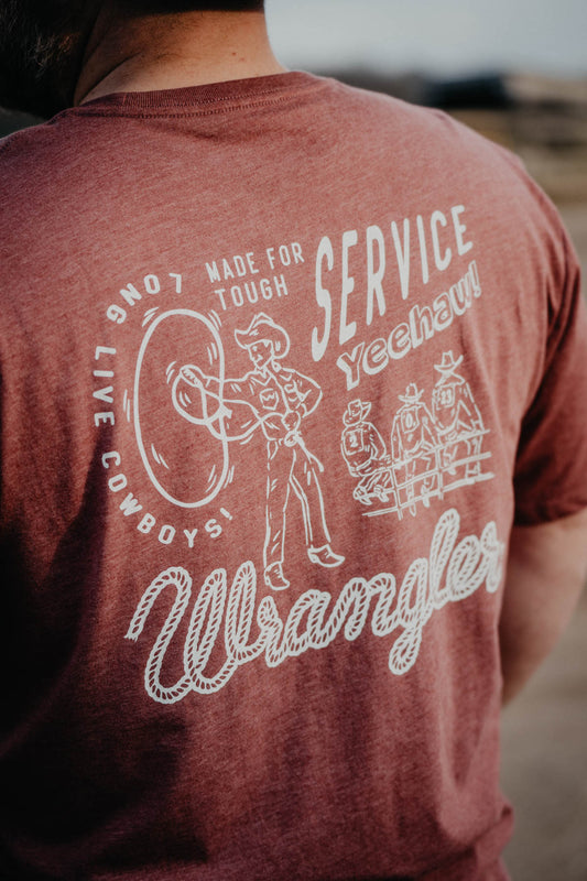 Men's Wrangler Burgundy Tough Service T-shirt (S-XXL)