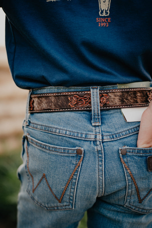 Kids Circle Y Cowhide Inlay Leather Belt