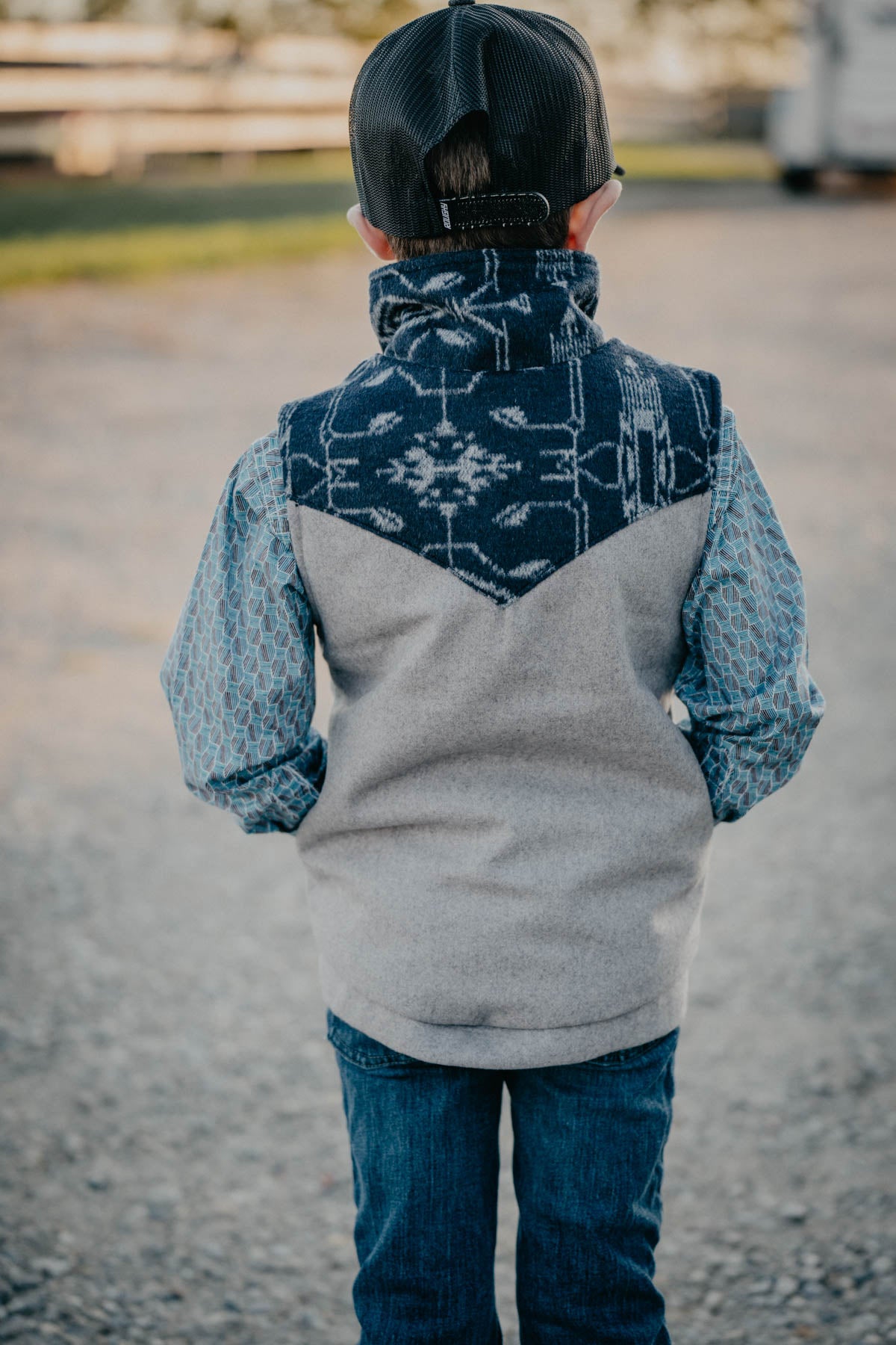 Boys Grey/Navy Wooly CINCH Vest