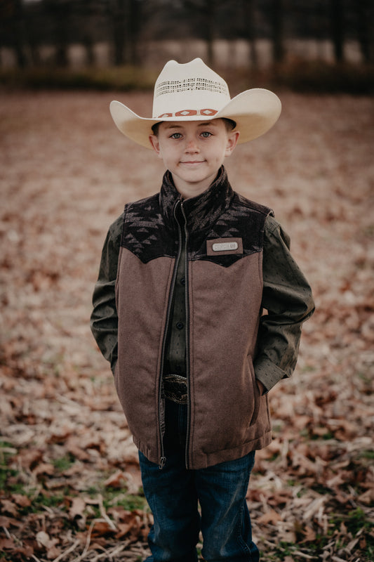 'Lil Coop' Youth Boy's CINCH Wooly Brown Vest (XS-XL)