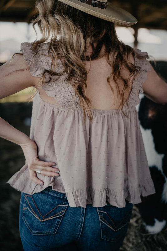 'Evie' Taupe Ruffle Tank Top (S - L)