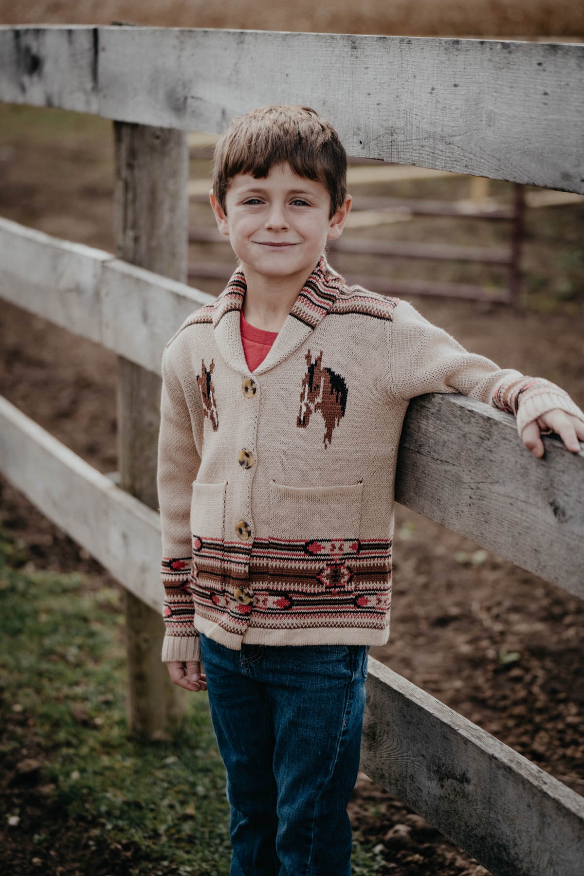 'Everest' Youth Vintage Inspired Horse Cardigan (Youth Sizes 4T - 12)