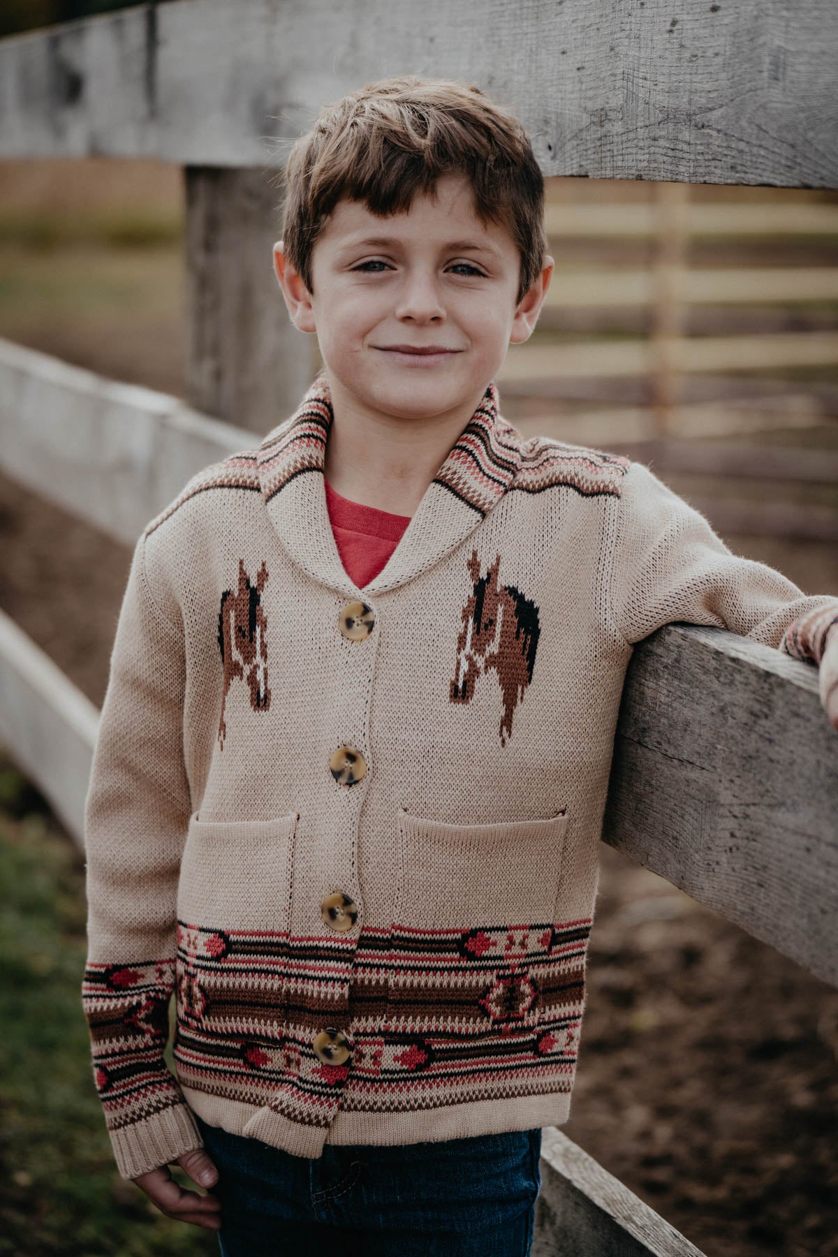 'Everest' Youth Vintage Inspired Horse Cardigan (Youth Sizes 4T - 12)