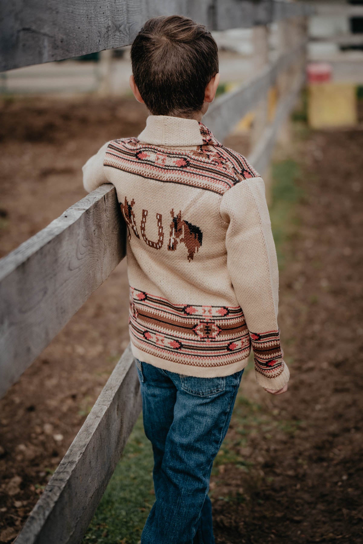 'Everest' Youth Vintage Inspired Horse Cardigan (Youth Sizes 4T - 12)