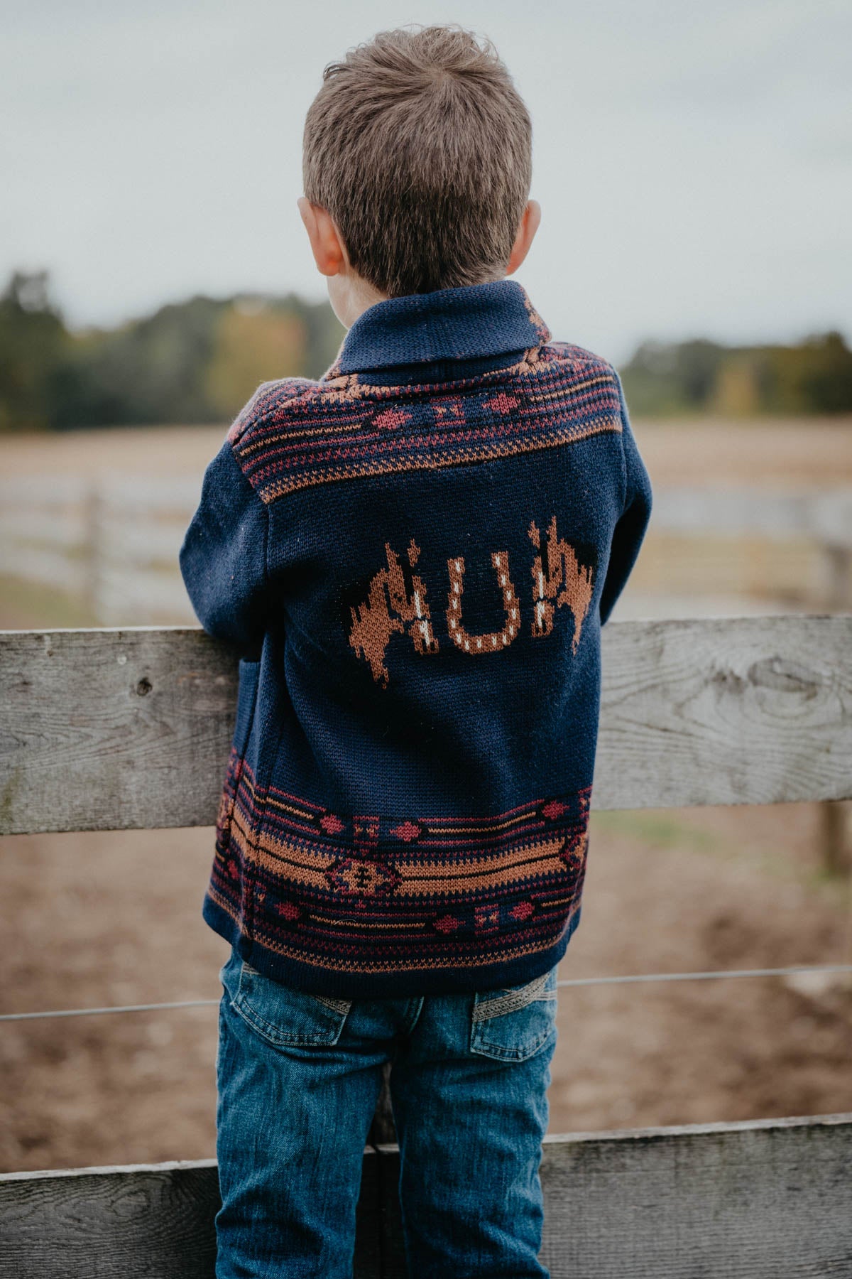 'Everest' Youth Vintage Inspired Horse Cardigan (Youth Sizes 4T - 12)