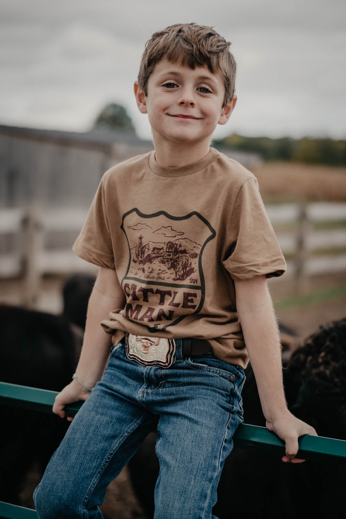 'Cattleman' Kids Brown Graphic T-shirt (2T to Youth M)