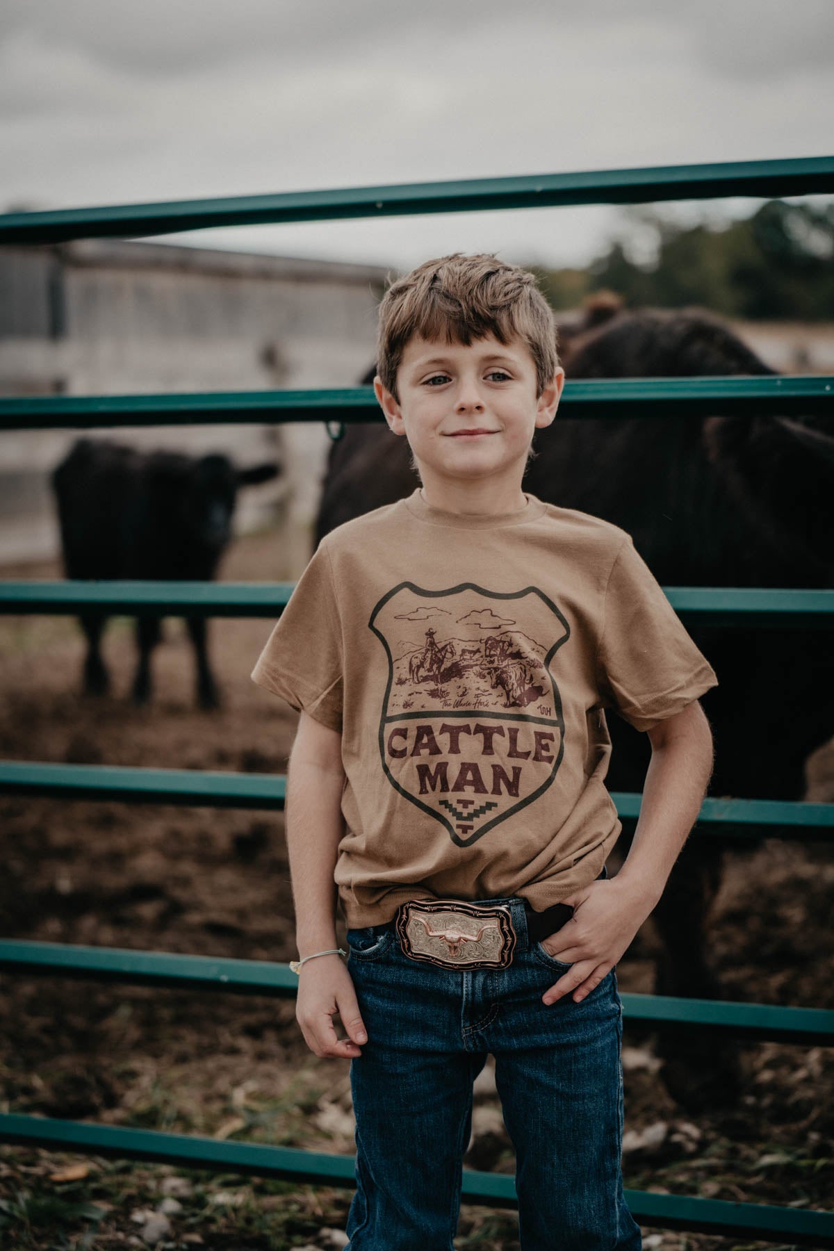 'Cattleman' Kids Brown Graphic T-shirt (2T to Youth M)