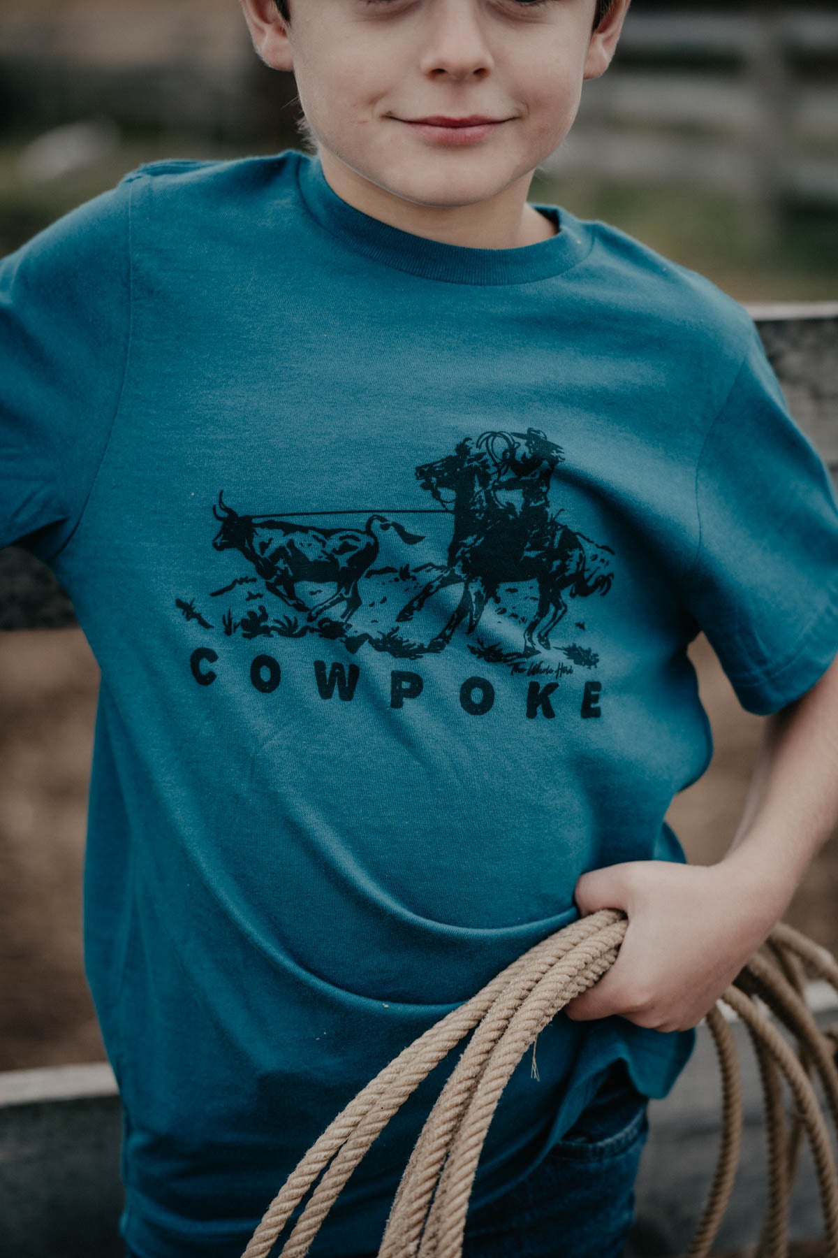 'Cowpoke' Kids Teal Graphic T-shirt (2T to Youth M)