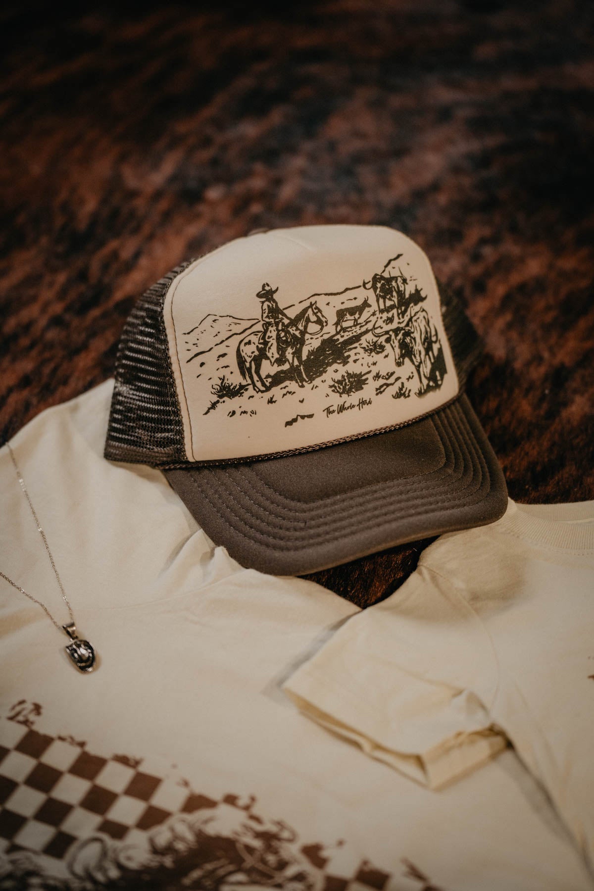 Brown/Khaki Scenic Western Trucker Cap – Cold Cactus Inc.