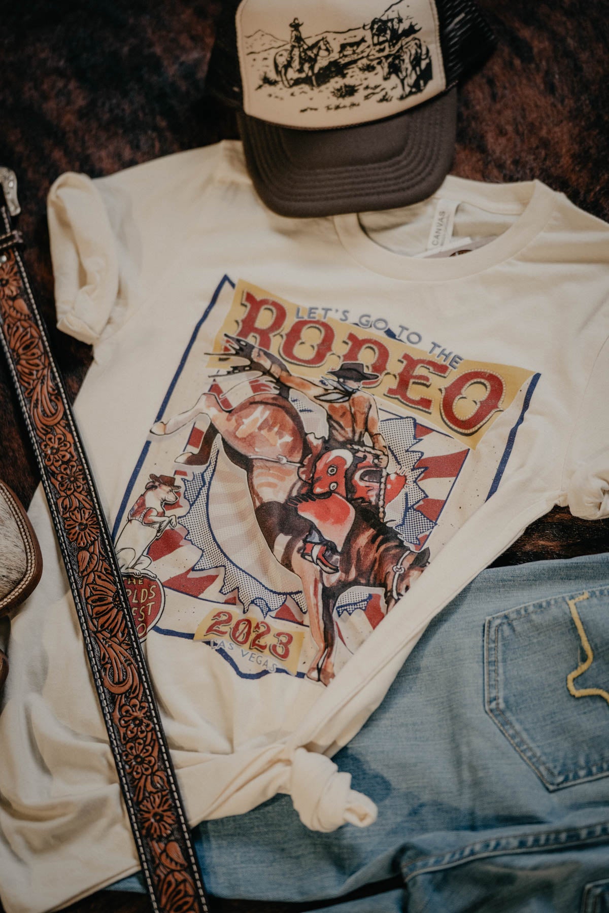 'Logan' Rodeo Bronc Back Number Natural Graphic T (XS - XXL)