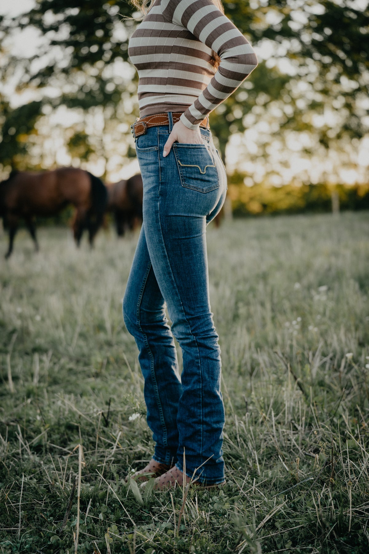 Sarah High Rise Straight Leg Jean by Kimes Ranch (Dark Blue)