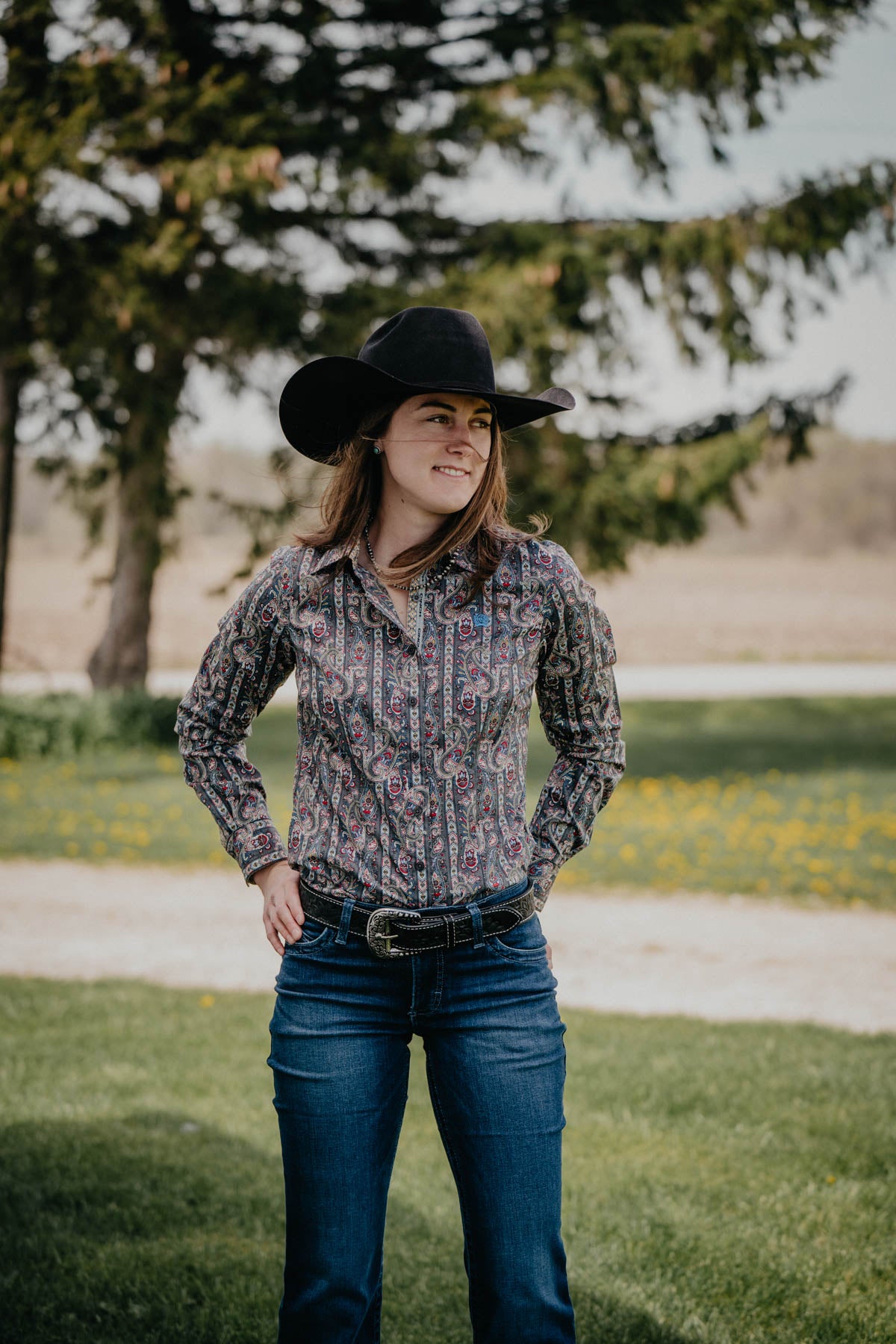 CINCH Women's Grey Paisley Button Down (XS-XXL)