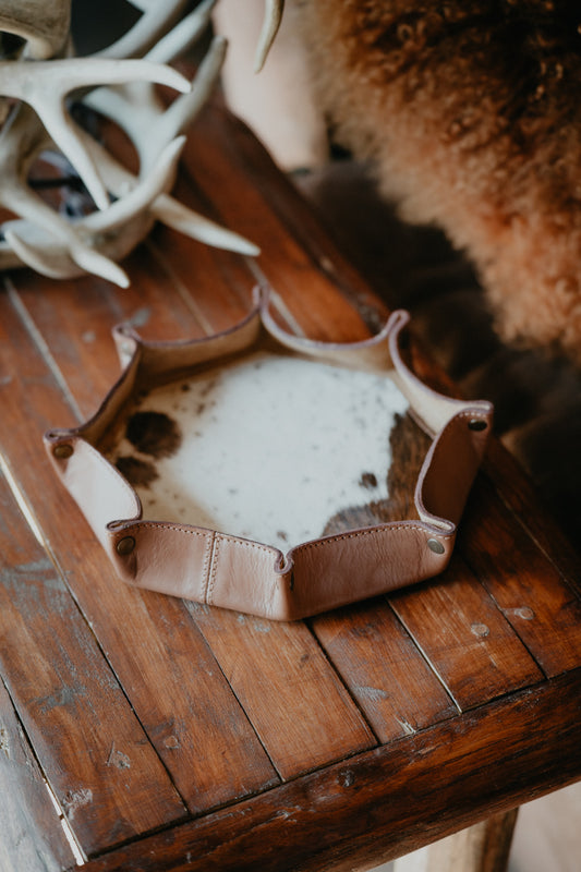 Leather Tray with Cowhide Bottom and Stud Accents (4 options)